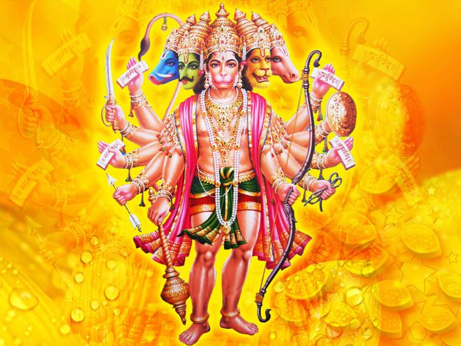 Panchmukhi Hanuman Standing Images - Shri Hanuman Chalisa